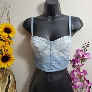 Abercrombie & Fitch washout soft denim crop top